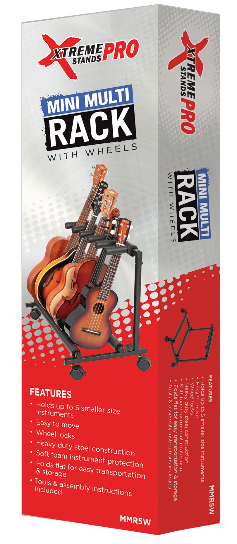 XTREME PRO | MMR5W | Mini Multi Instrument Rack Stand with Wheels. Pro Series XTREME PRO | MMR5W | Mini Multi Instrument Rack Stand with Wheels. Pro Series